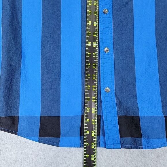 Guess Flannel Shirt Men's Large Blue/Black Slim Fit Button Up Long Sleeve Preppy - Picture 7 of 13